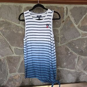 Chaps Navy and White Striped Top